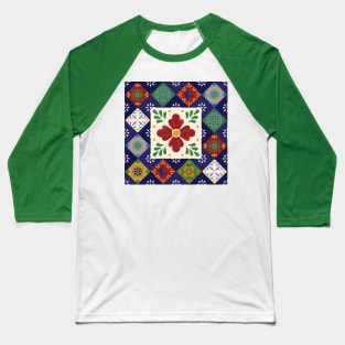 Mexican Talavera Floral Pattern by Akbaly Baseball T-Shirt